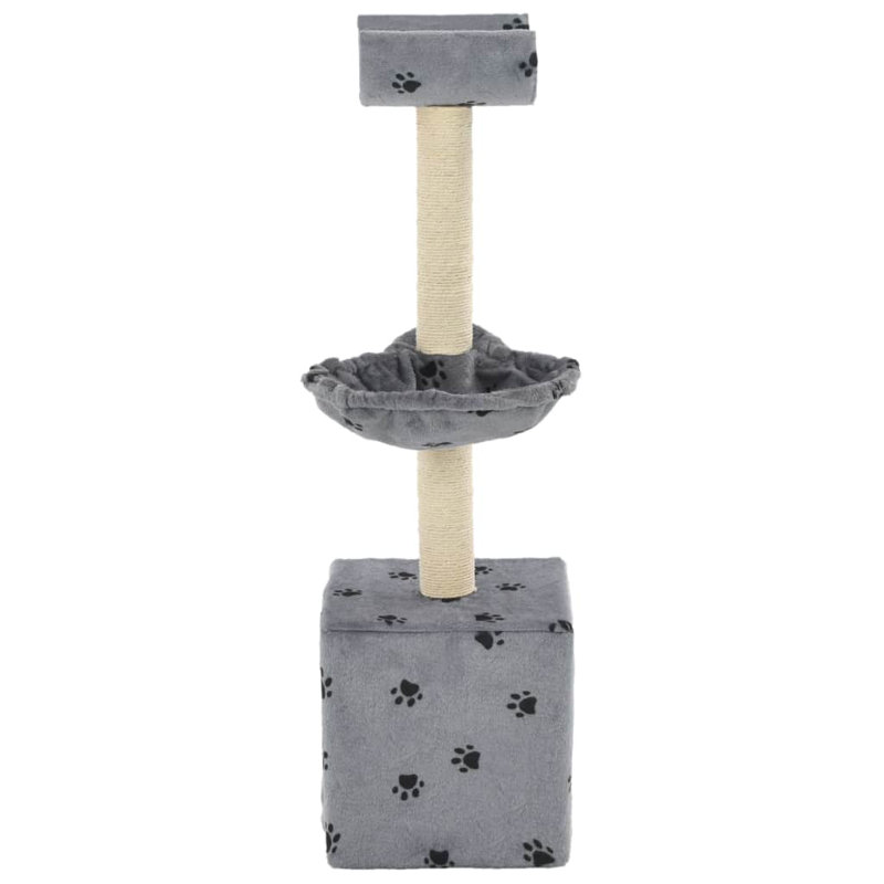 vidaXL Cat Tree with paw prints Soft plush, particle board, sisal rope, Grey