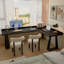 Bureau en bois massif noir en forme de L + fer-538557672-538557668