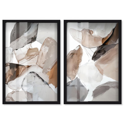Sedimentary Hues Set Shadowbox Print Abstract Wall Decor Set by Art Remedy, Black Frame, 36 x 54
