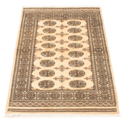 One-of-a-kind Hand-knotted Peshawar Bokhara Beige 3'1" x 5'8" Wool Rug