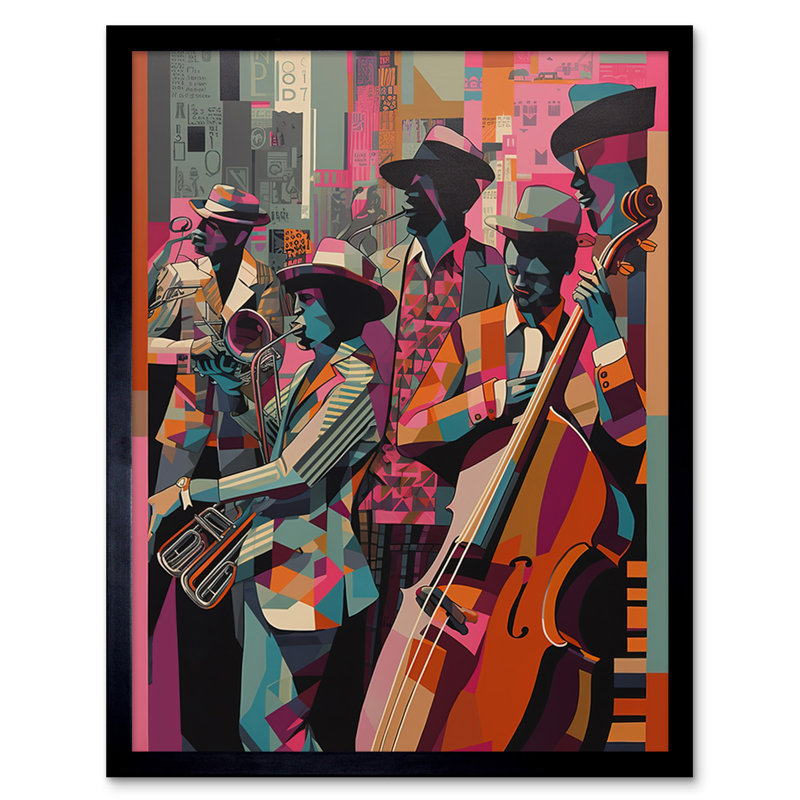 New Orleans Jazz Festival Musicians Warming up in the City Street 1 Piece Single Picture Frame Wall Art