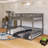 Wood Frame Full XL Over Queen Size Bunk Bed With Ladder And Guardrails-1504200771-1504200768