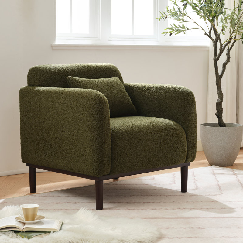 Fauteuil large de 32,5 po Glyna, Mélange de polyester ivoire