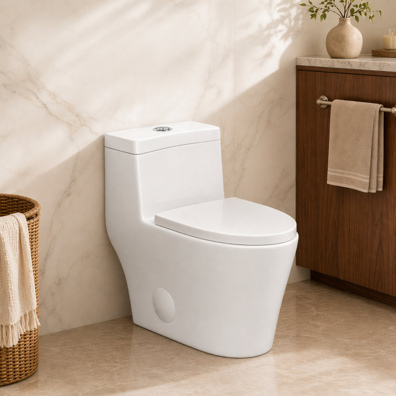 One Piece Rimless Toilet | Elongated Dual Flush with Comfort Seat Height & Seat Included – White