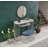 Garry Chrome Legs Fabric Top Module Ottoman, Blue