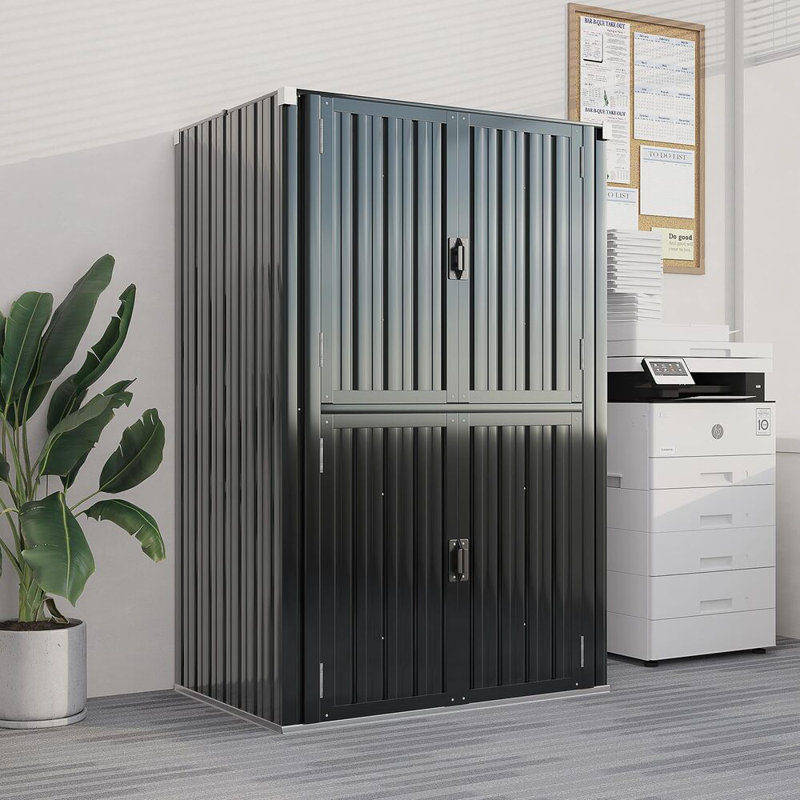 Celest Metal Single Storage Cabinet ( 177.8cm H x 117.85cm W x 75.94cm D), Black