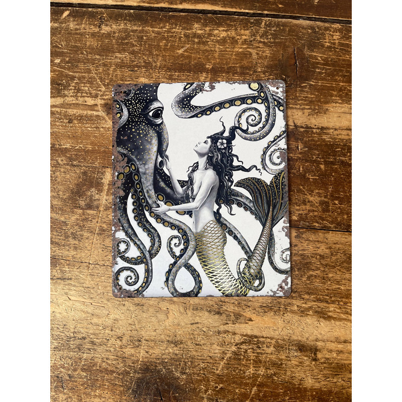 Mermaid Octopus - No Frame Print on Metal, 60cm H x 40cm W