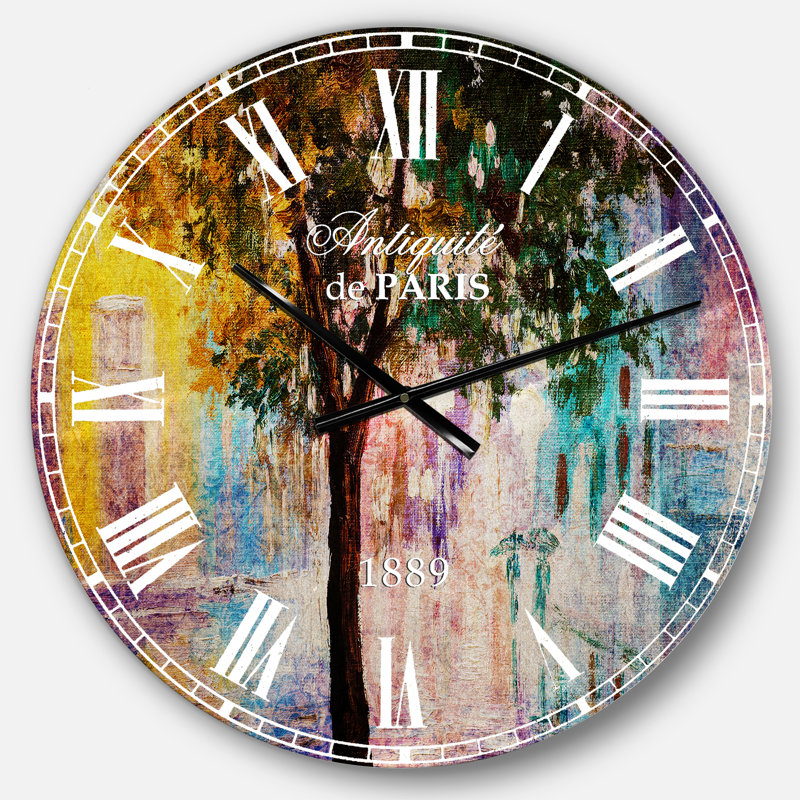 Couple Walking in Rain - French Country Wall Clock, Medium