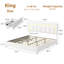 Structure de lit très grand avec 4 tiroirs de rangement, lumières DEL et station de charge, base de lit en cuir de polyuréthane avec tête de lit tapissier réglable, sans bruit, aucun sommier requis, assemblage facile, blanc-132363958-123764775