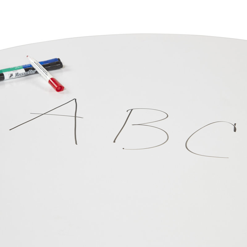 Table d'activité demi-lune effaçable à sec avec pieds réglables - blanc / noir, Roulement pivotant standard, Demi-lune