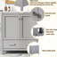 Meuble-lavabo gris 60 po, double lavabo, compartiments de rangement et portes silencieuses - Armoire à tablettes fonctionnelle-163376800-163376813