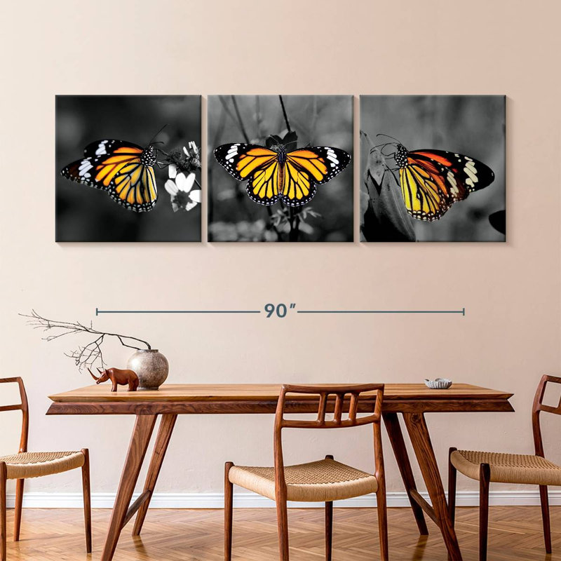 «Monarch Butterflies Pop», reproduction sur toile, H 36 po x l 110 po x P 1,25 po