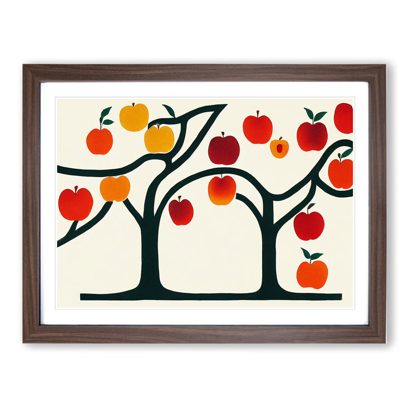 Abstract Apple Tree - Framed Print, 34cm H x 46cm W x 2cm D, Walnut