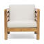 Fauteuil club beige - Structure en bois et tapis imperméables pour une utilisation extérieure : Style moderne du milieu du siècle avec construction