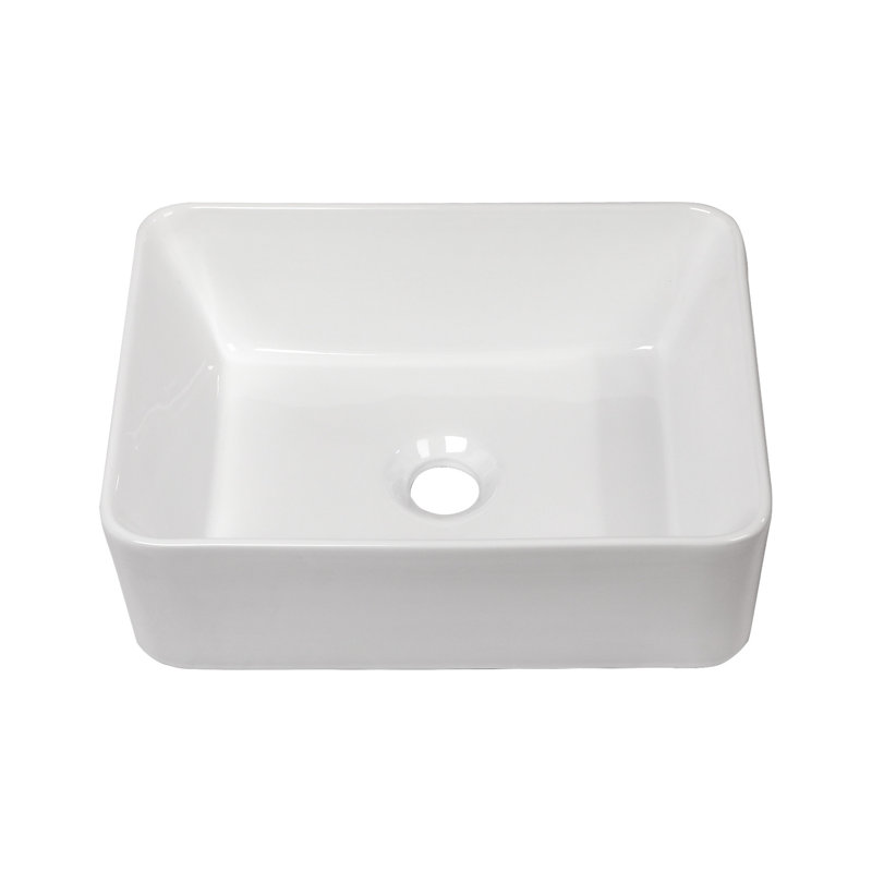 16"x12" Ceramic Rectangular Bathroom Vessel Sink - White, Modern, Stain Mounting Modern Design,