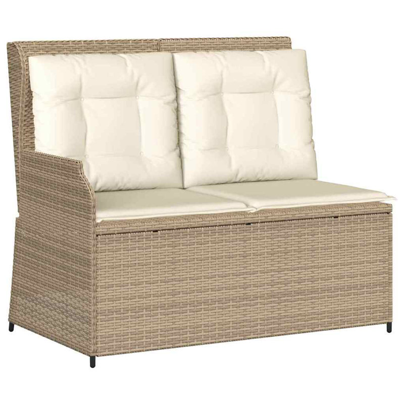 Poly Rattan Outdoor Bench, Cream, Beige