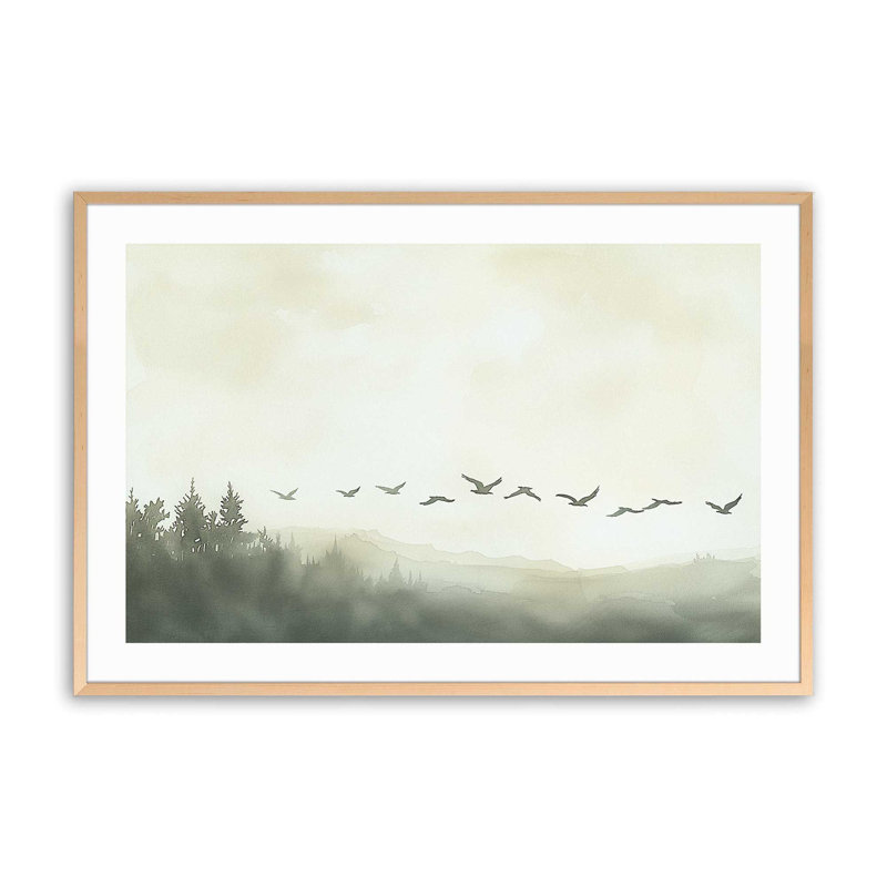 Impression de silhouettes Skyward, Érable brut encadré, H 19 po x l 25 po