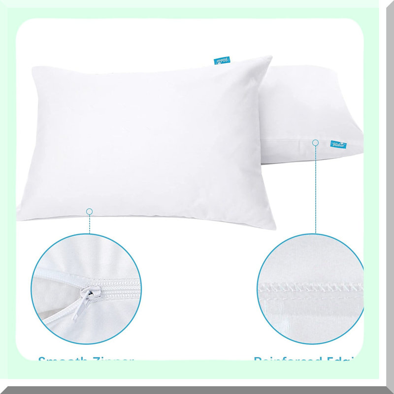 Waterproof Noiseless Pillow Protectors - 2 Pack Standard Size Zippered Pillow Covers - Machine Washable Pillow Cases - 20 x 26 Inches-Standard