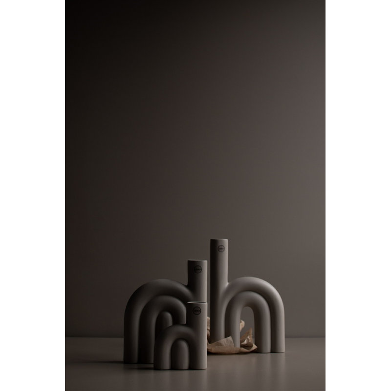 Vase de table en céramique Liviana, gris, H 9,85 po x l 7,85 po x P 2 po