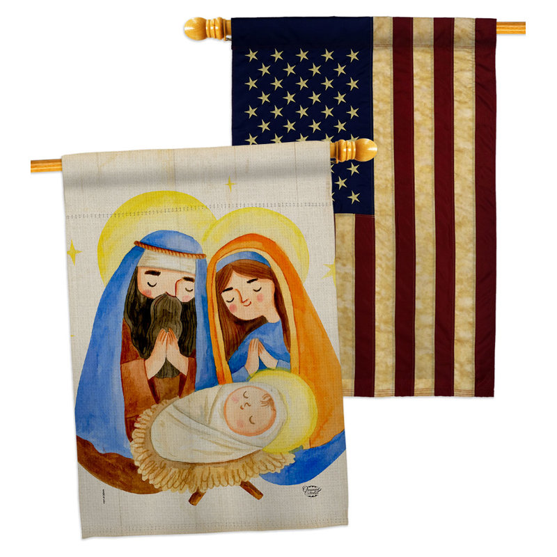 Drapeau de maison de la crèche en polyester 40 x 28 po
