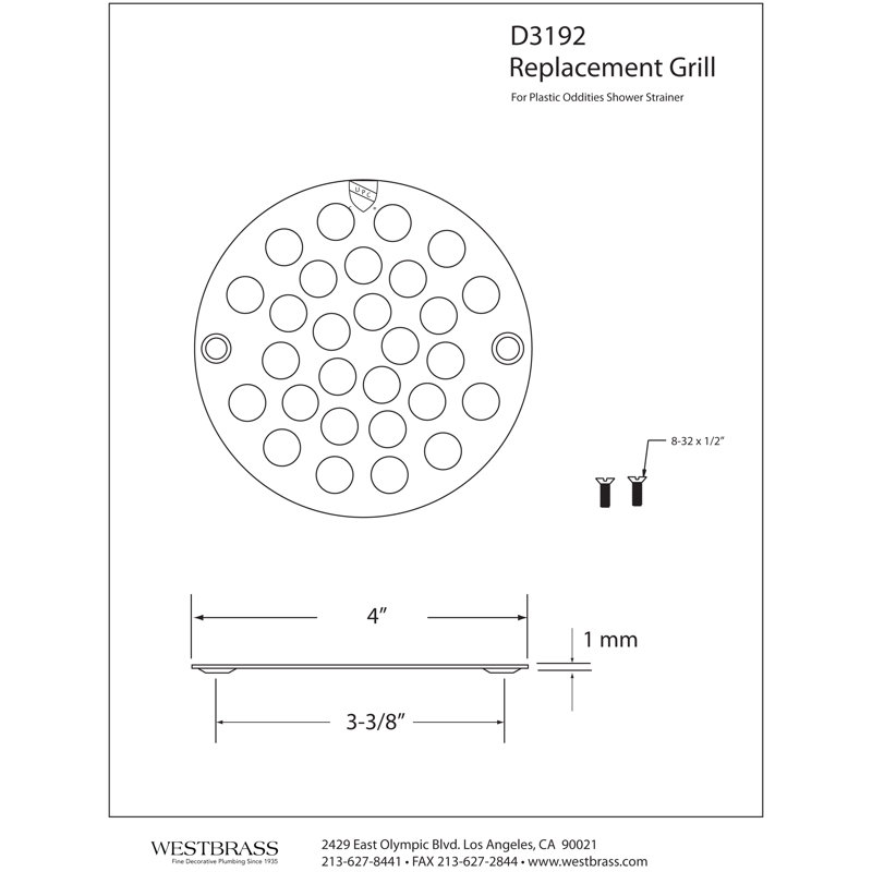 4" OD Brass Shower Strainer Grid Drain Cover, Satin Nickel