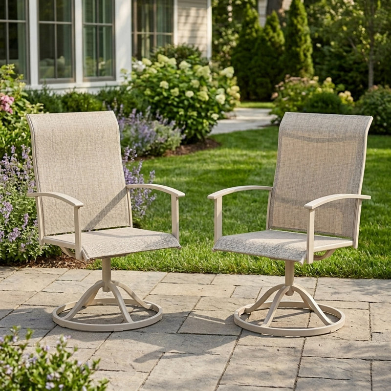Ensemble de 2 chaises de patio pivotantes, Crème