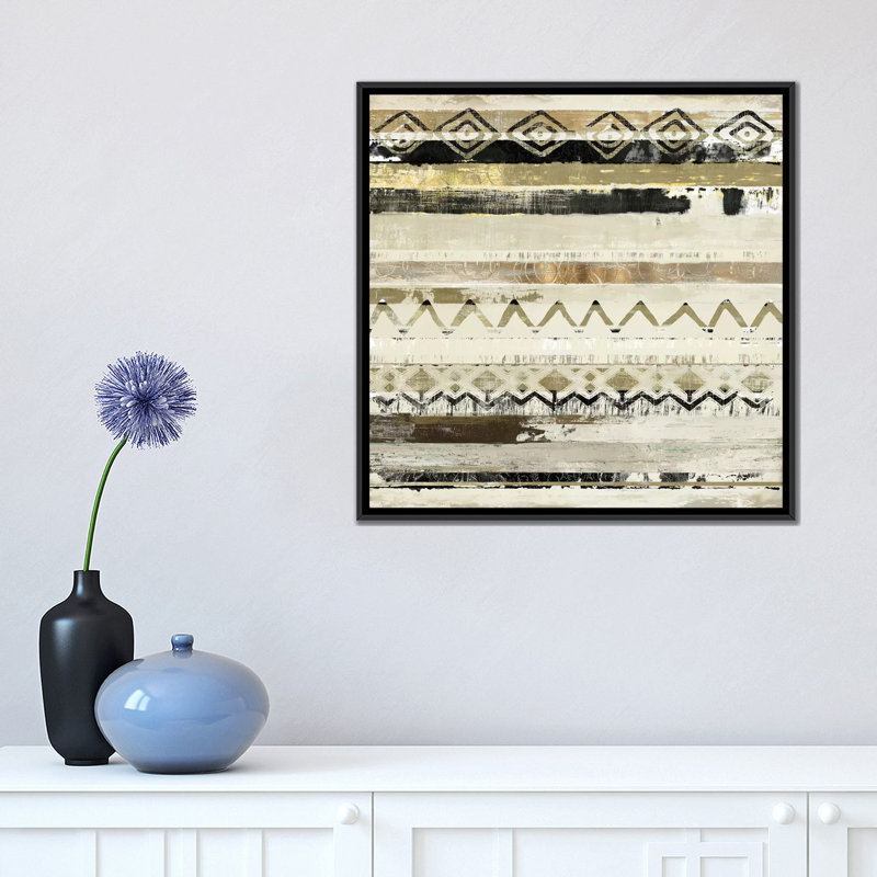 «African Patchwork I», impression sur toile, H 18 po x l 18 po x P 1,5 po, Toile avec cadre noir, Pas de tapis