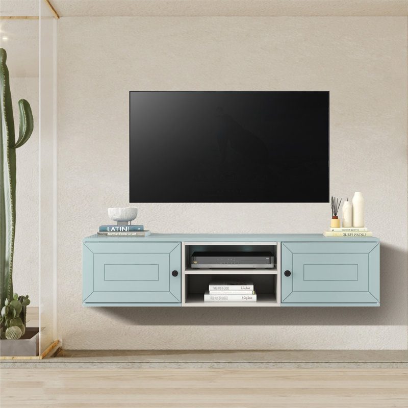 Crédence de rangement l 53,1 po Emonee, Bleu clair