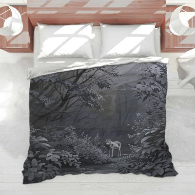 Gray Wolf In Forest Comforter