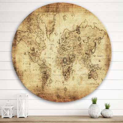 Ancient Map Of The World IV - Unframed Painting on Metal