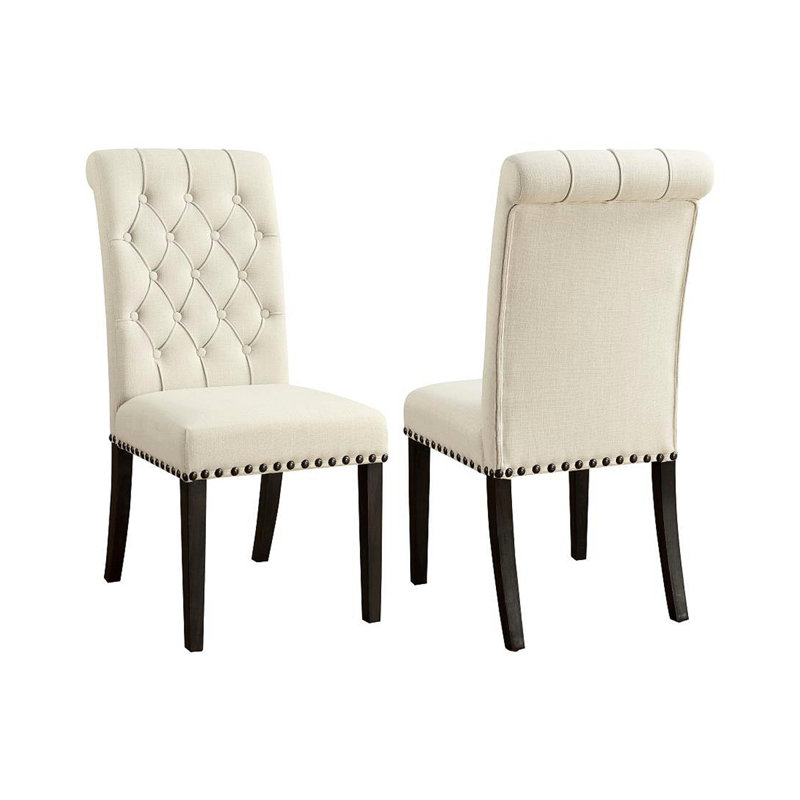 Ensemble de 2 chaises d'appoint rembourrées en tissu, Tissu beige