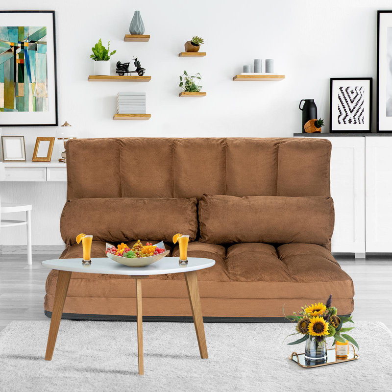Fabricio Twin 48'' Upholstered Futon And Mattress, Brown Faux leather