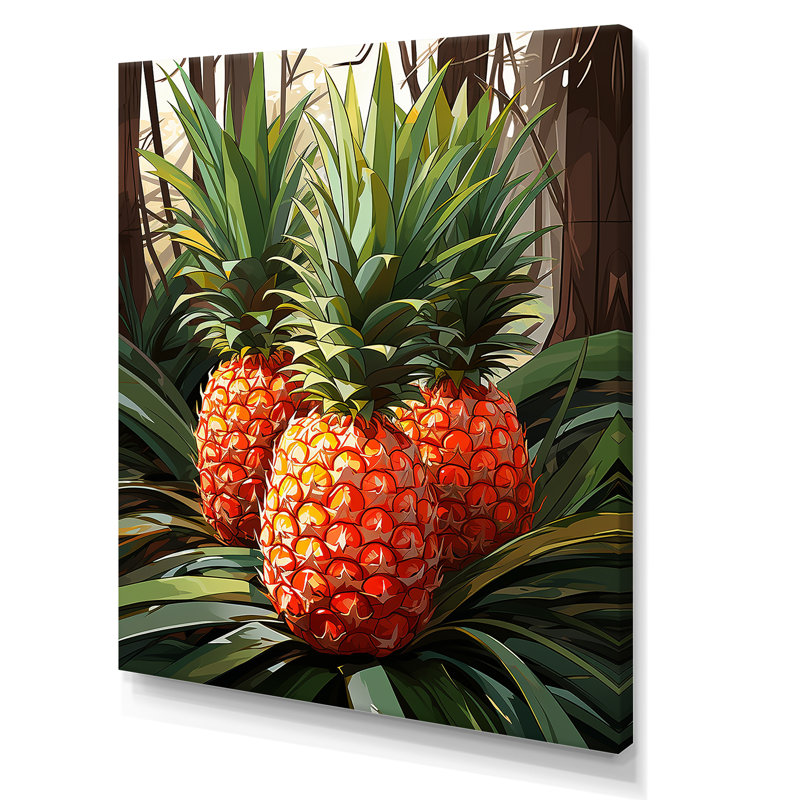 Pineapple Paradise II - Ananas, art mural, H 20 po x l 12 po x P 1 po, Toile tendue