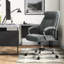 Chaise de bureau Akalpreet en lin gris avec accoudoirs-48184601