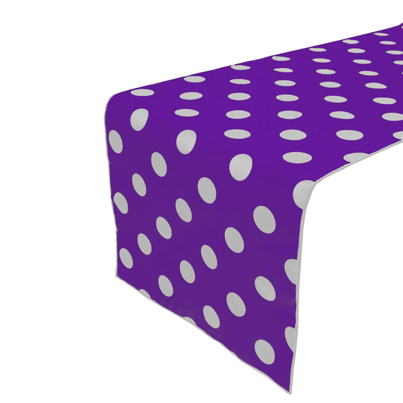 Chemin de table à pois, L 108 po x l 12 po, Blanc / Mauve