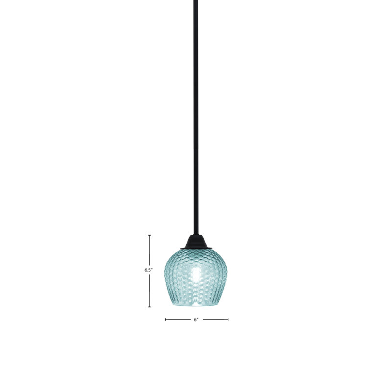 Mini-luminaire suspendu 6 "Paramount, Noir mat, Sarcelle