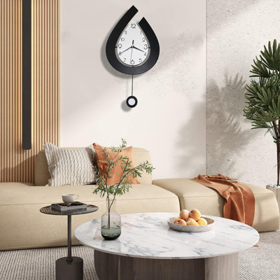 Grande horloge murale moderne avec pendule pour le décor du salon, horloge analogique silencieuse à pile 26,8 pouces pour la chambre à coucher, le bureau, la cuisine et la maison