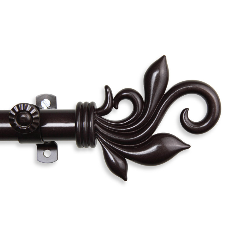 Ensemble de tringle à rideaux simple et quincaillerie à 4 côtés Rexford, Cacao, 28 po à 48 po (chaque côté)
