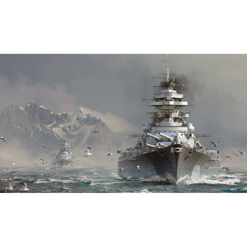 Cuirassé allemand Bismarck large, H 10 po x l 30 po x P 5 po