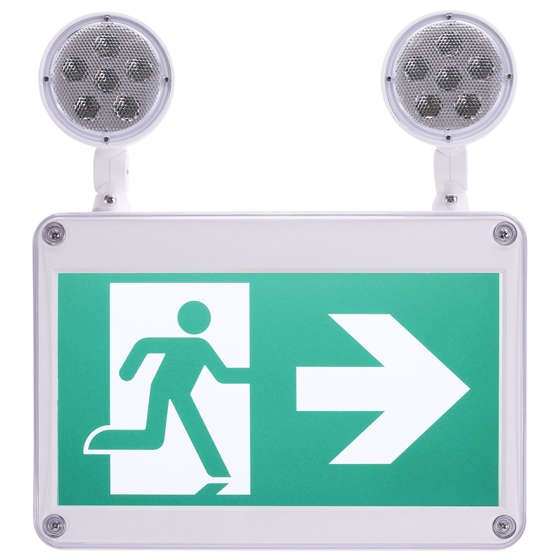 Running Man Green Combo Exit Sign/Emergency Light - 120/347V - 2HR Backup - Single/Dual Face - Universal Mounting - Wet Location - Remote-Capable