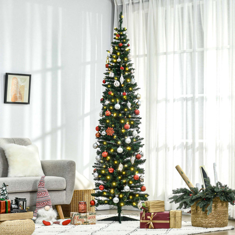Grand sapin de Noël artificiel pré-éclairé avec branches réalistes, 110 lumières DEL blanc chaud et 294 pointes, 6.11'