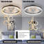 Ventilateur de plafond brun 20 po avec lumière DEL - Ventilateur de plafond encastré moderne pour la chambre à coucher, le salon et la décoration intérieure avec anneau en cristal