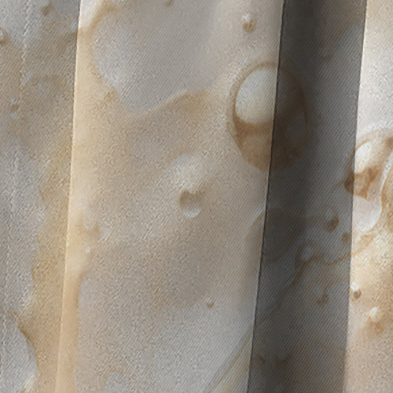 Abstract Curtain Panel, White Gold Fluid Pattern Blackout Decor - White And Gold Champagne Flow II, 52" W x 108" L