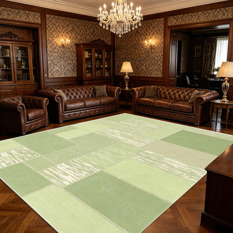 1PC Sage Green Geometric Patchwork area rugs for Living Room, Soft, All seasons, Easy-maintain, Washable Indoor mat, Farmhouse suitable for dining table, bedroom, kitchen, entryway, home office, patio, Home Decor, Outdoor Decor.