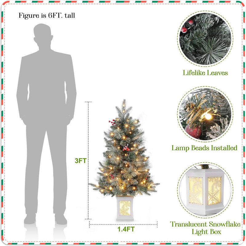 91.4cm H Lighted Artificial Christmas Tree