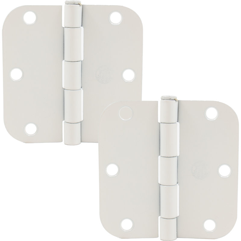 Charnières de porte de 3 1/2 po, coin de rayon de 5/8 po, Blanc