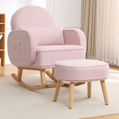 Upholstered Teddy Rocking Chair With Ottoman