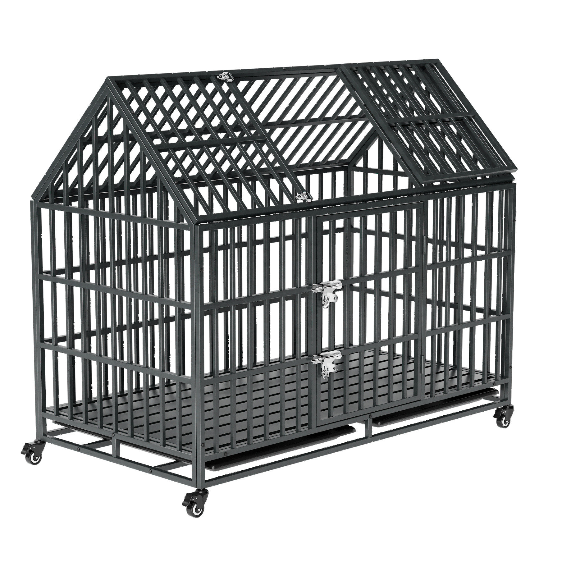 Visual Reference: 17 Stories Black Heavy Duty 52 Inches Dog Crate With