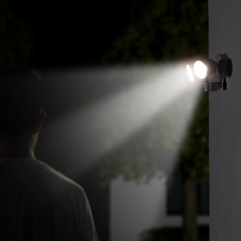 Kater 15 Watt 2 - Head LED Hardwired Outdoor Security Flood Light with Motion Sensor and Timer, Black