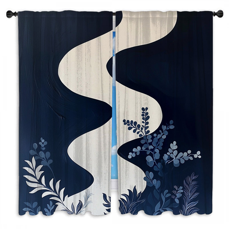 Rideaux abstraits abstraits et transparents - 2 panneaux, 40 po x 50 po - 2 panneaux, Transparent